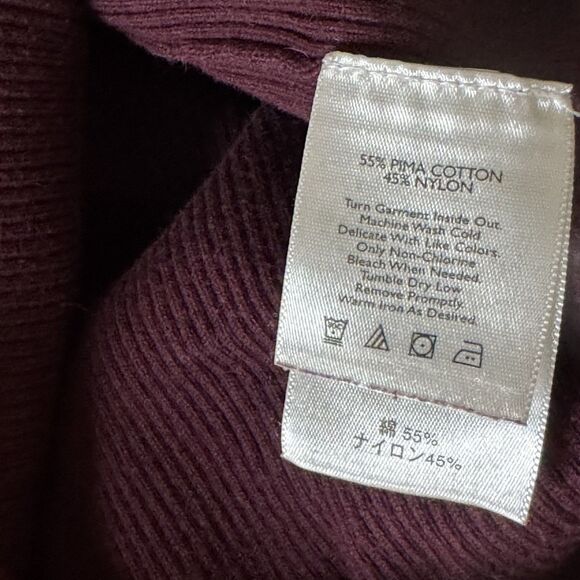 Eddie Bauer Rib Knit Turtleneck Sweater Top Shirt Pima Cotton Maroon M - Picture 5 of 5